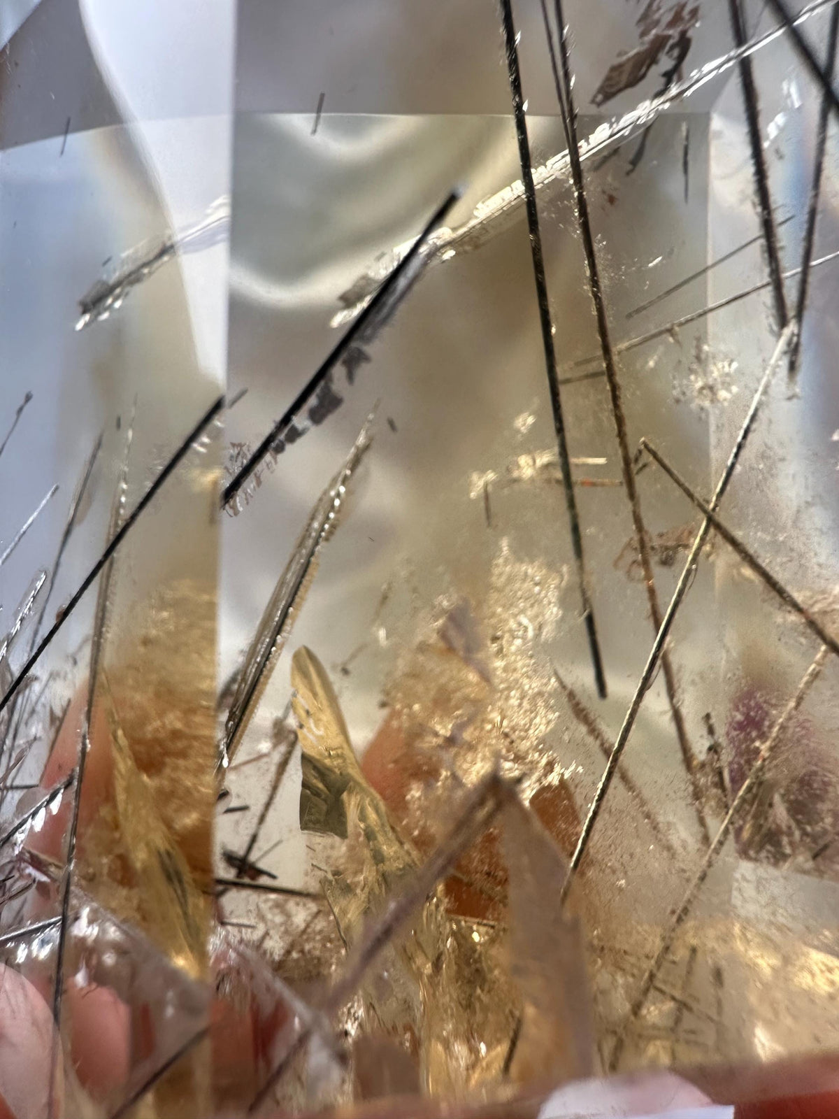 RARE Rutile Citrine Tower | Polished Citrine Quartz Point with Needle Inclusions | Natural Yellow Crystal Mineral for Display & Collections