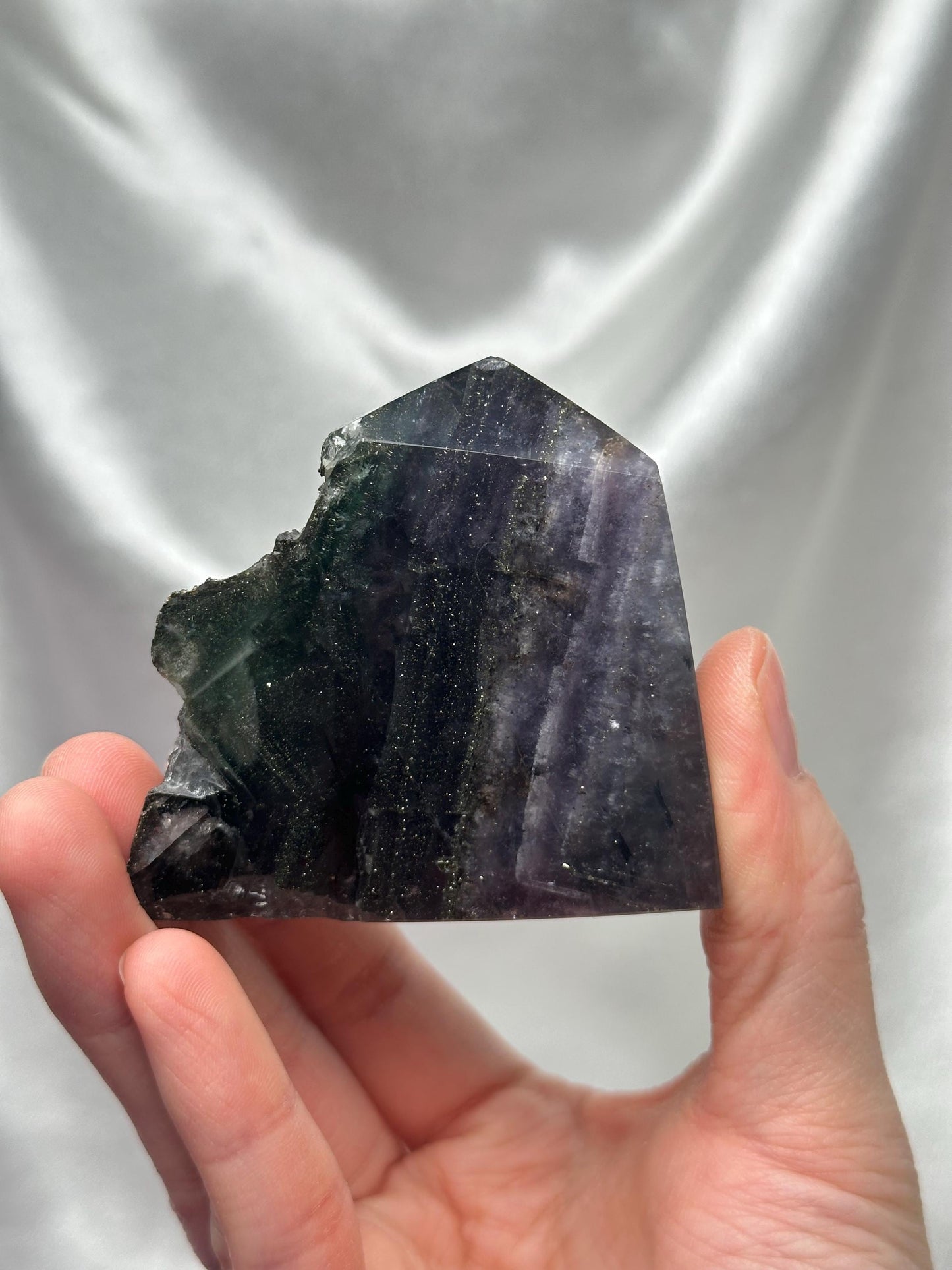 Fluorite with Pyrite Free Form UV Reactive – Polished Crystal for Focus & Confidence, Natural Gemstone Combo, Energy Tool, Unique Decor