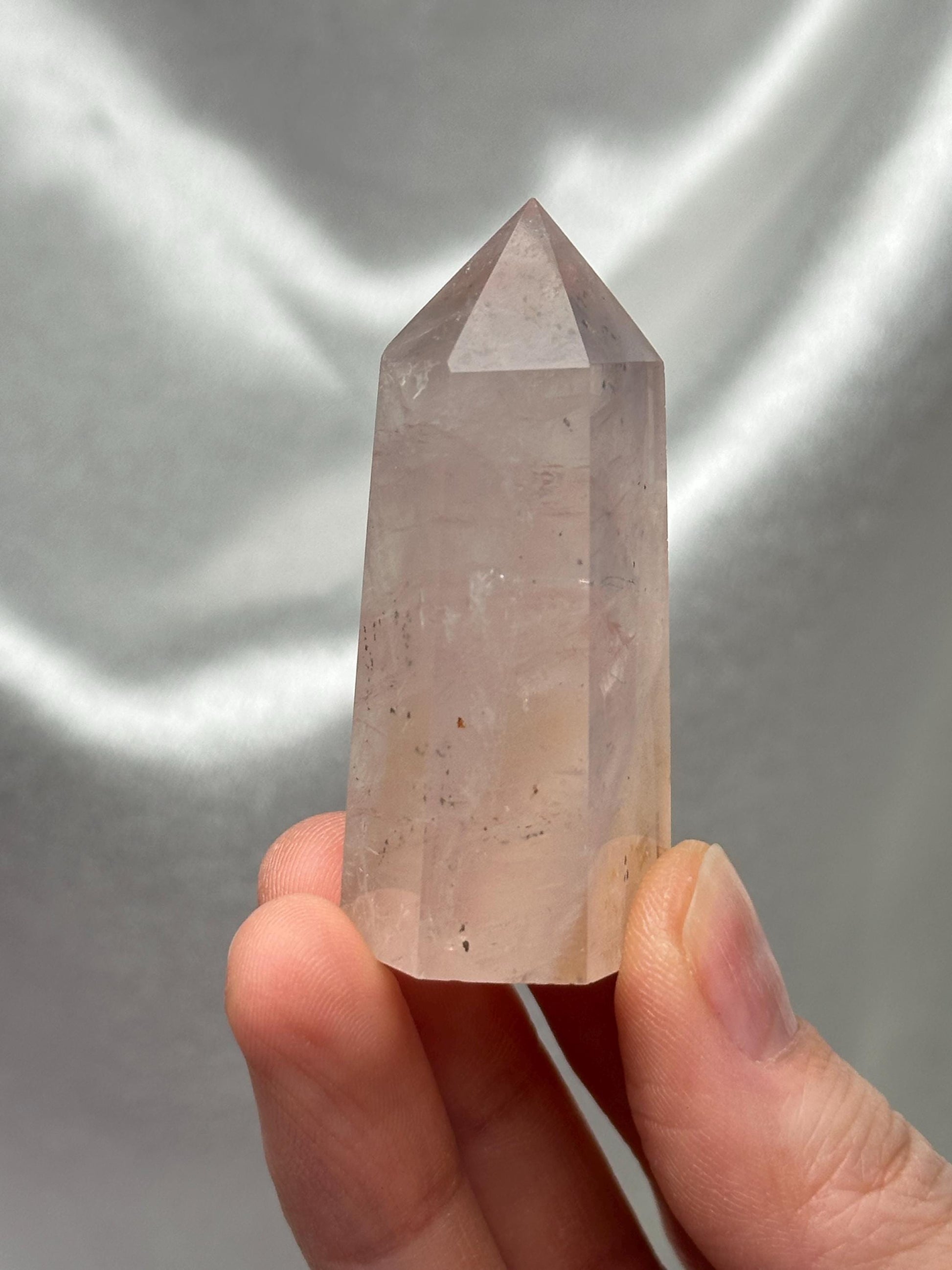 Rose Quartz with Pyrite Golden Healer Tower | Natural Pink Quartz Crystal Point with Pyrite Inclusions | Raw Mineral Specimen for Display