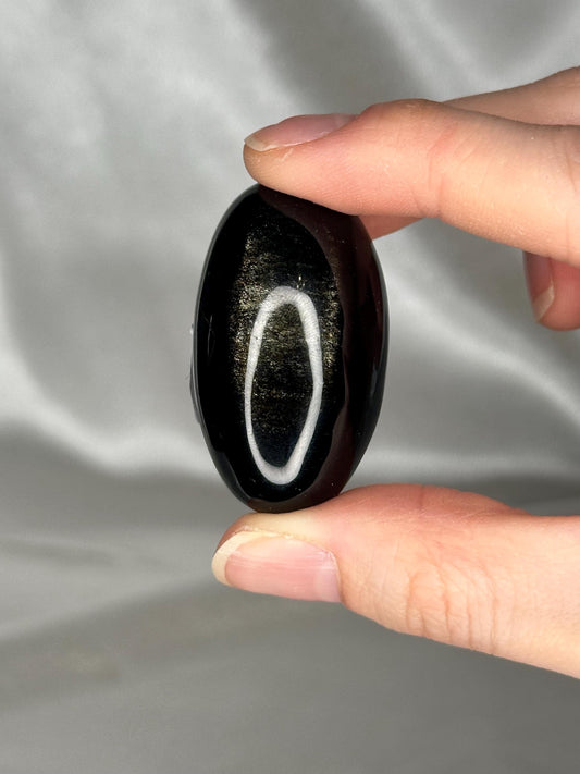 Gold Sheen Obsidian Shiva Lingham | Natural Obsidian Carving | Polished Sacred Stone for Display, Meditation, Altar Decor & Collector Use