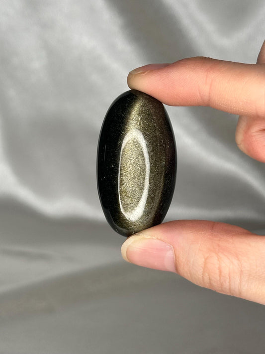 Gold Sheen Obsidian Shiva Lingham | Natural Obsidian Carving | Polished Sacred Stone for Display, Meditation, Altar Decor & Collector Use
