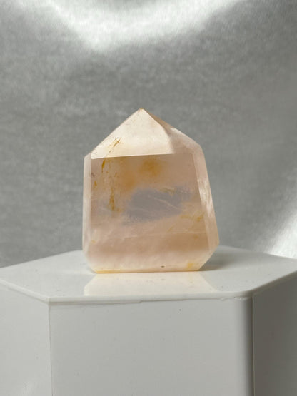 Snowflake Rose Quartz Towers - YOU PICK! | Natural Pink Quartz Crystal Points with White Inclusions | Polished Standing Mineral Specimens