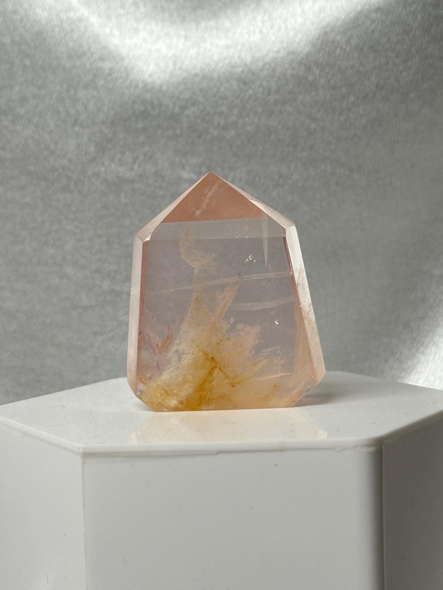 Snowflake Rose Quartz Towers - YOU PICK! | Natural Pink Quartz Crystal Points with White Inclusions | Polished Standing Mineral Specimens