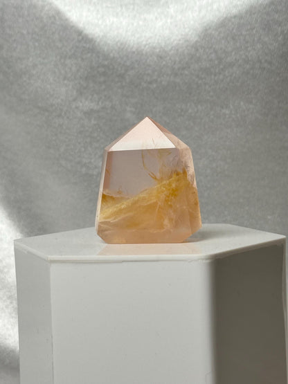 Snowflake Rose Quartz Towers - YOU PICK! | Natural Pink Quartz Crystal Points with White Inclusions | Polished Standing Mineral Specimens