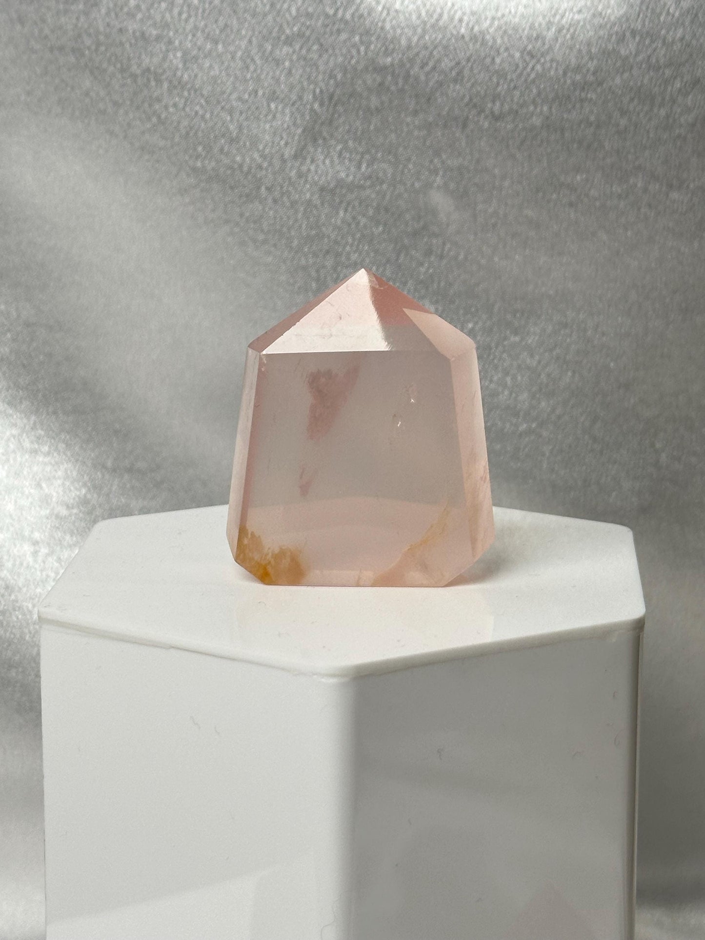 Snowflake Rose Quartz Towers - YOU PICK! | Natural Pink Quartz Crystal Points with White Inclusions | Polished Standing Mineral Specimens