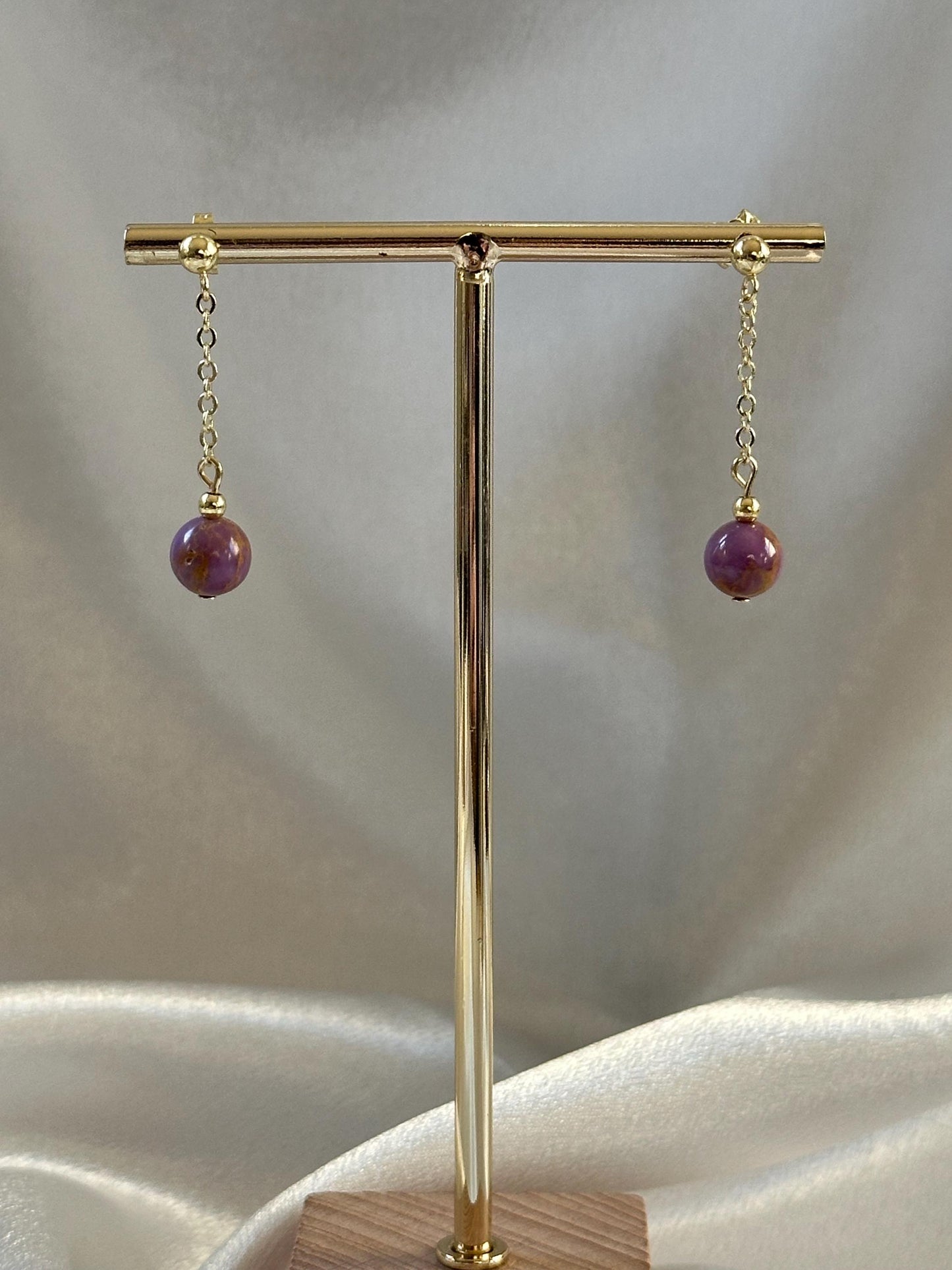Phosphosiderite Drop Stud Earrings | Natural Purple Gemstone Dangles | Handmade Phosphosiderite Jewelry for Everyday Wear