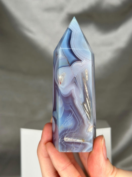 Dyed Jelly Agate Tower | Color Enhanced Agate Crystal Point | Polished Standing Agate Mineral Specimen for Display, Decor & Collectors