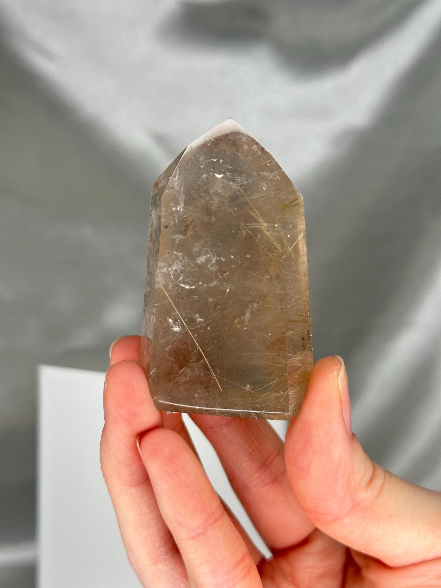 Rutile in Quartz Tower - YOU PICK | Natural Clear Quartz Crystal with Rutile Needle Inclusion | Polished Standing Mineral Collectors Display