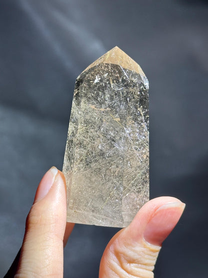 Rutile in Quartz Tower - YOU PICK | Natural Clear Quartz Crystal with Rutile Needle Inclusion | Polished Standing Mineral Collectors Display