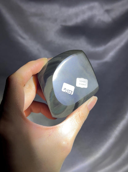 Rainbow Obsidian Star Freeform | Natural Black Obsidian Iridescent Sheen | Polished Volcanic Glass Mineral Specimen for Collectors & Display