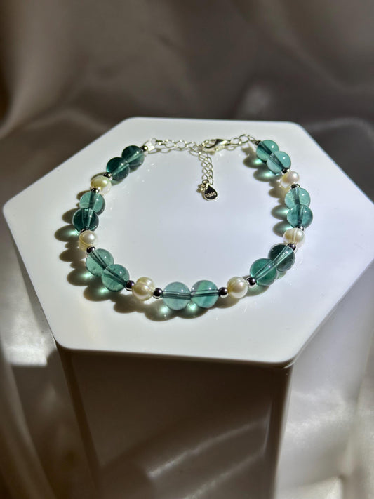 HQ Blue Fluorite with Freshwater Pearl Jewelry | Natural Gemstone Design | Handmade Blue Fluorite and Pearl Accessory