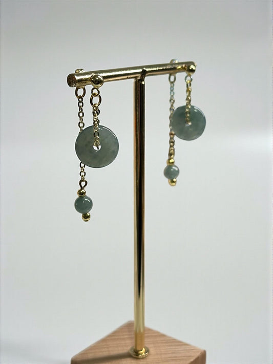 Jade Donut Drop Dangle Earrings | Natural Green Jade Hoop Style Drops | Handmade Gemstone Earrings for Everyday Simple Elegant Jewelry Gift