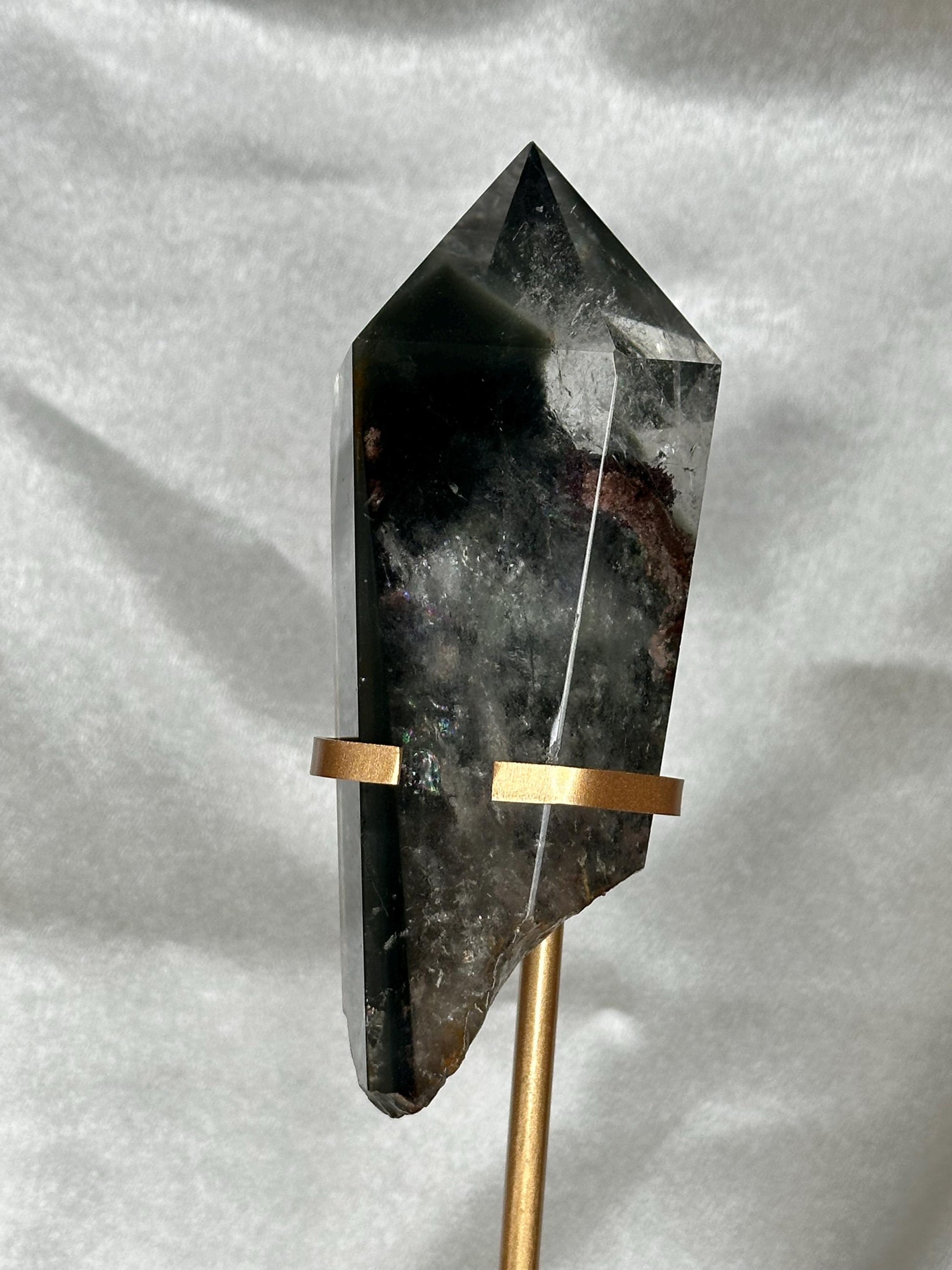 Garden Quartz Tower on Stand | Scenic Lodolite Crystal for Manifestation & Insight | Unique Gemstone Display or Altar Decor