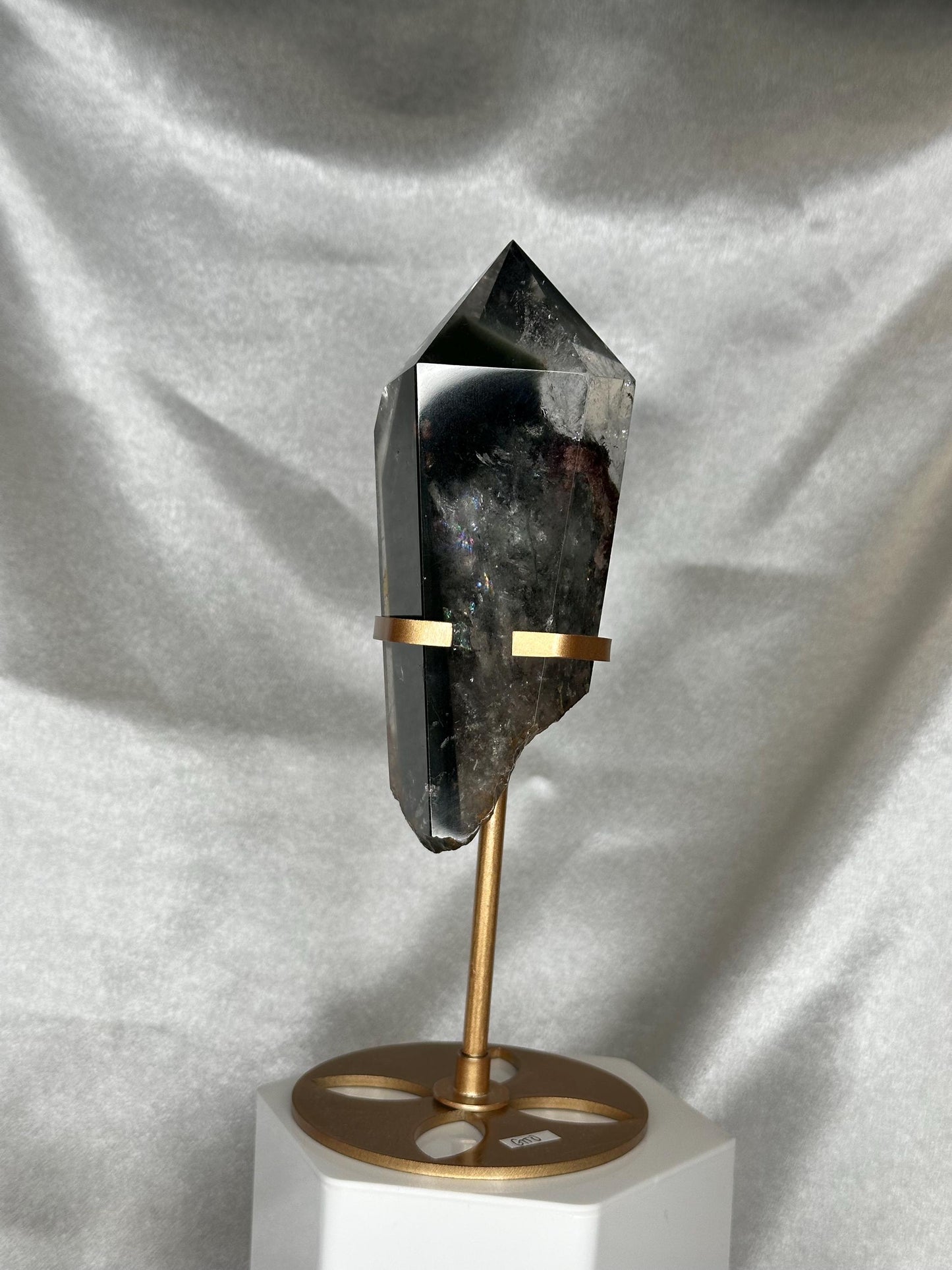 Garden Quartz Tower on Stand | Scenic Lodolite Crystal for Manifestation & Insight | Unique Gemstone Display or Altar Decor