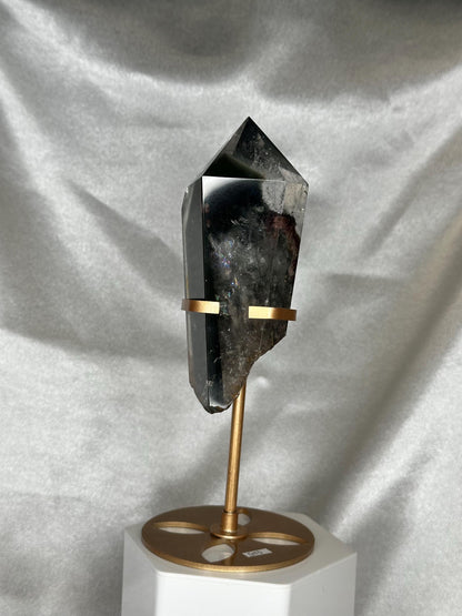 Garden Quartz Tower on Stand | Scenic Lodolite Crystal for Manifestation & Insight | Unique Gemstone Display or Altar Decor