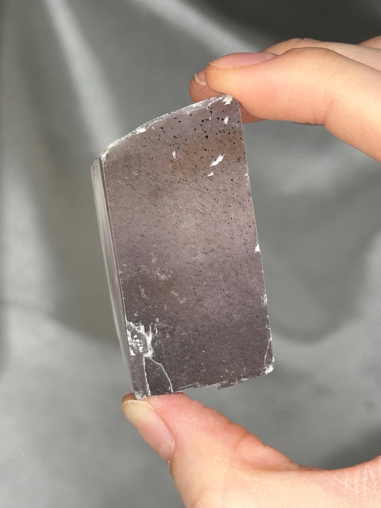Polished Lavender Calcite with Rutile | Madagascar Purple Crystal | Natural Mineral Specimen Collection Display
