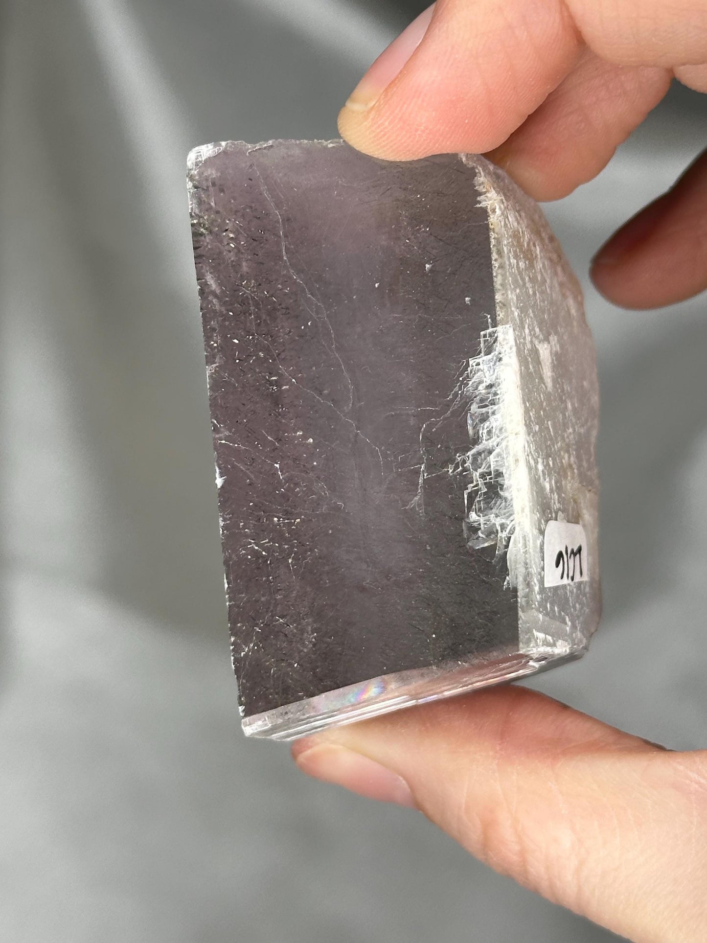 Polished Lavender Calcite with Rutile | Madagascar Purple Crystal | Natural Mineral Specimen Collection Display