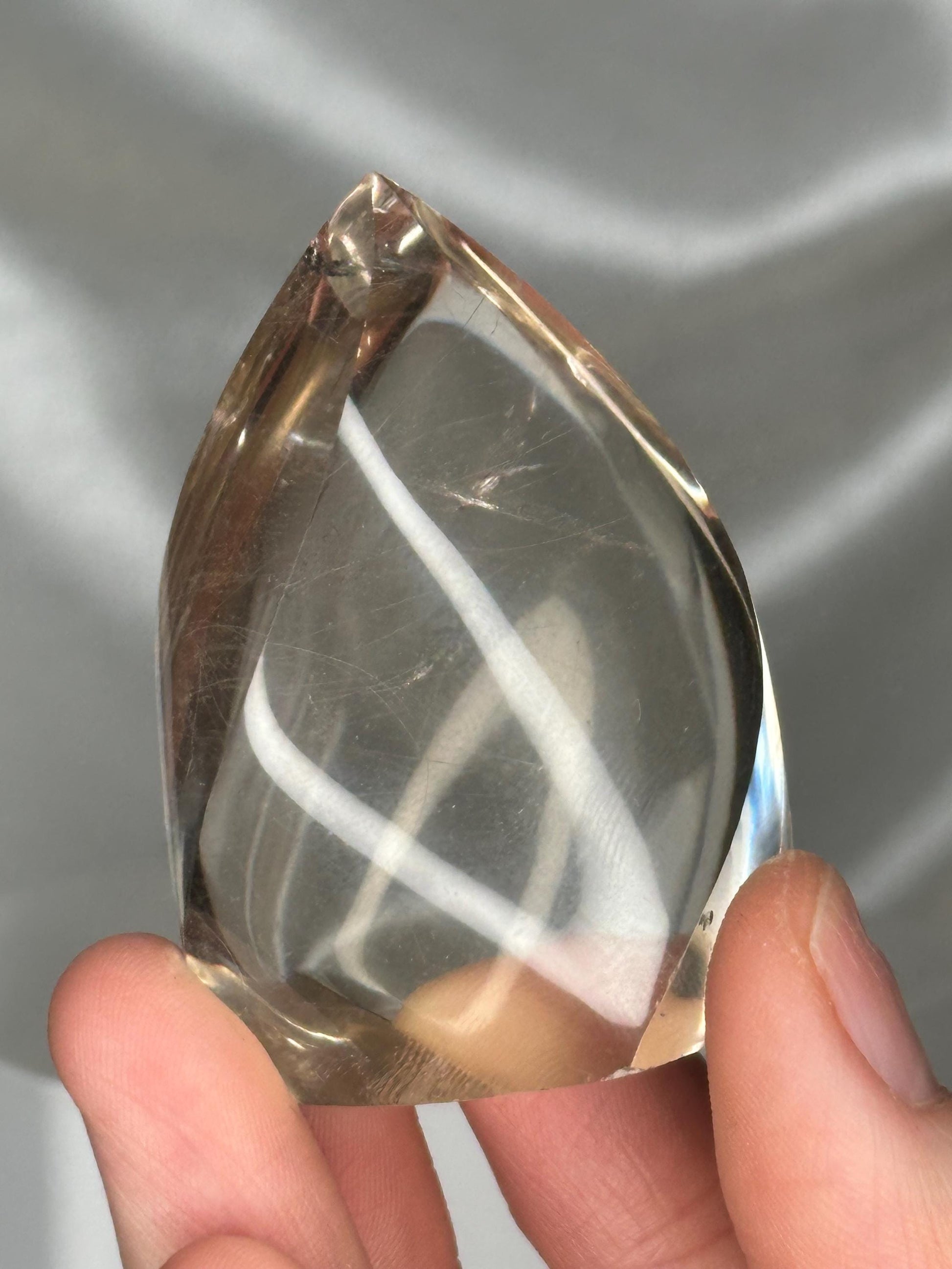 Light Citrine Flame with Rutile | Natural Yellow Quartz Crystal Flame Carving | Polished Standing Mineral Specimen for Collectors & Display