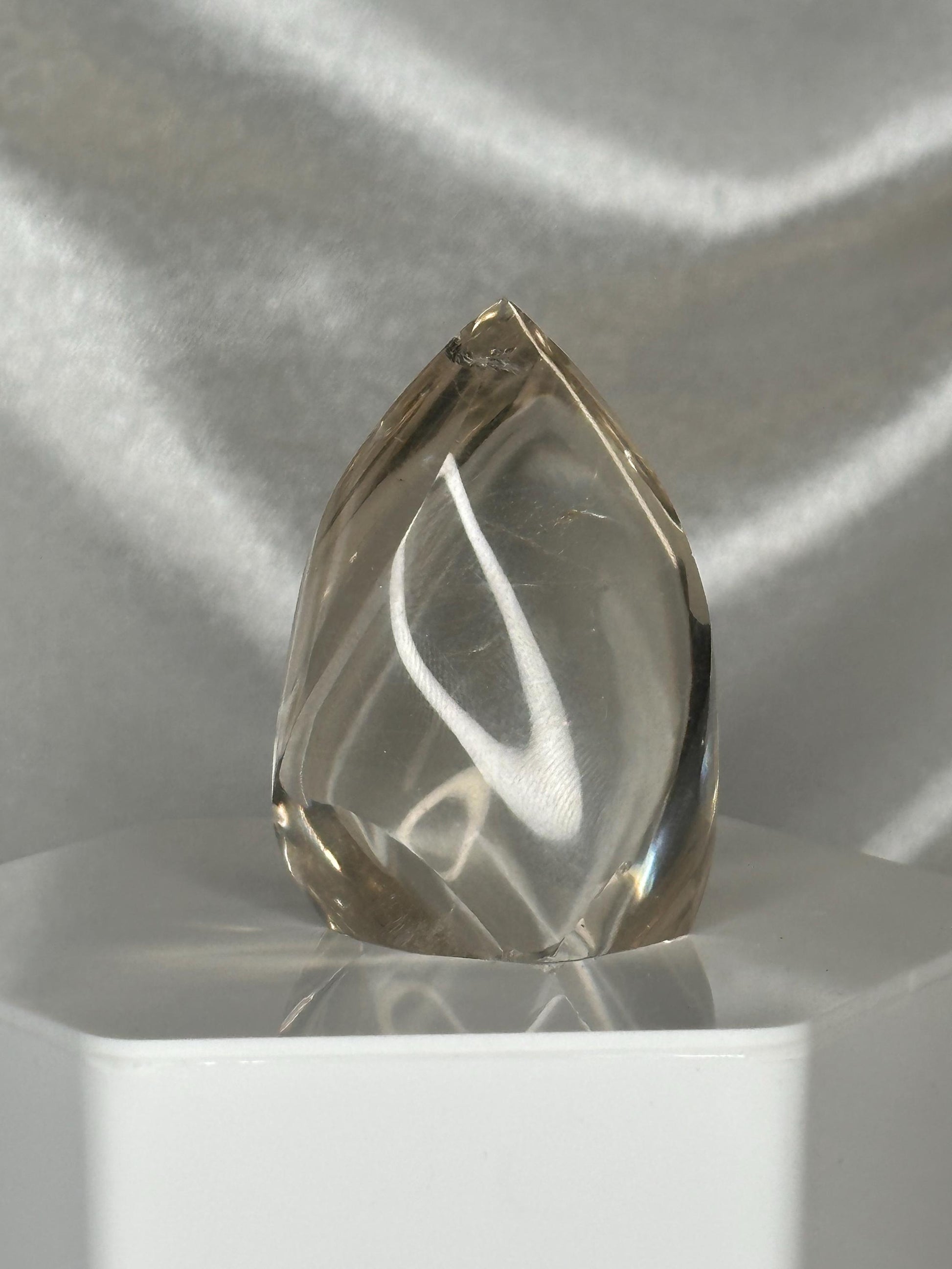 Light Citrine Flame with Rutile | Natural Yellow Quartz Crystal Flame Carving | Polished Standing Mineral Specimen for Collectors & Display