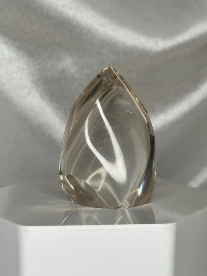 Light Citrine Flame with Rutile | Natural Yellow Quartz Crystal Flame Carving | Polished Standing Mineral Specimen for Collectors & Display