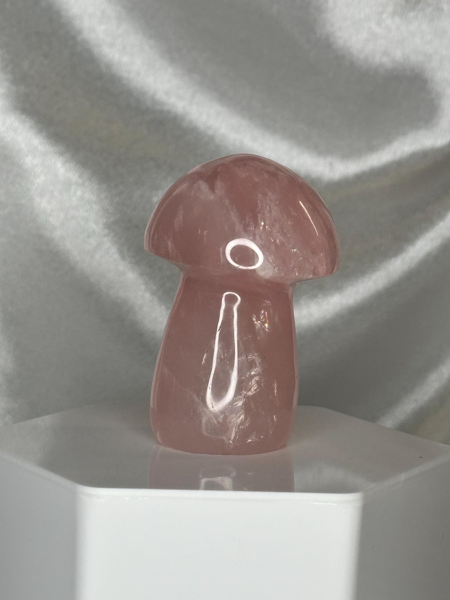 Rose Quartz Mushroom Carving | Natural Pink Quartz Crystal Sculpture | Polished Stone Mushroom Mineral Specimen for Collectors & Display