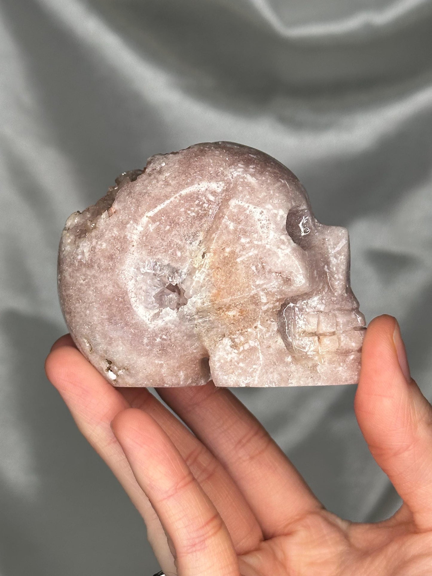 Pink Amethyst Skull Carving | Natural Pink Amethyst Crystal Sculpture | Polished Stone Skull Mineral Specimen for Collectors & Display