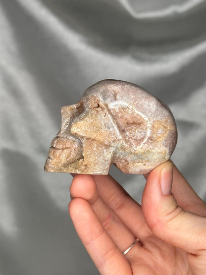Pink Amethyst Skull Carving | Natural Pink Amethyst Crystal Sculpture | Polished Stone Skull Mineral Specimen for Collectors & Display