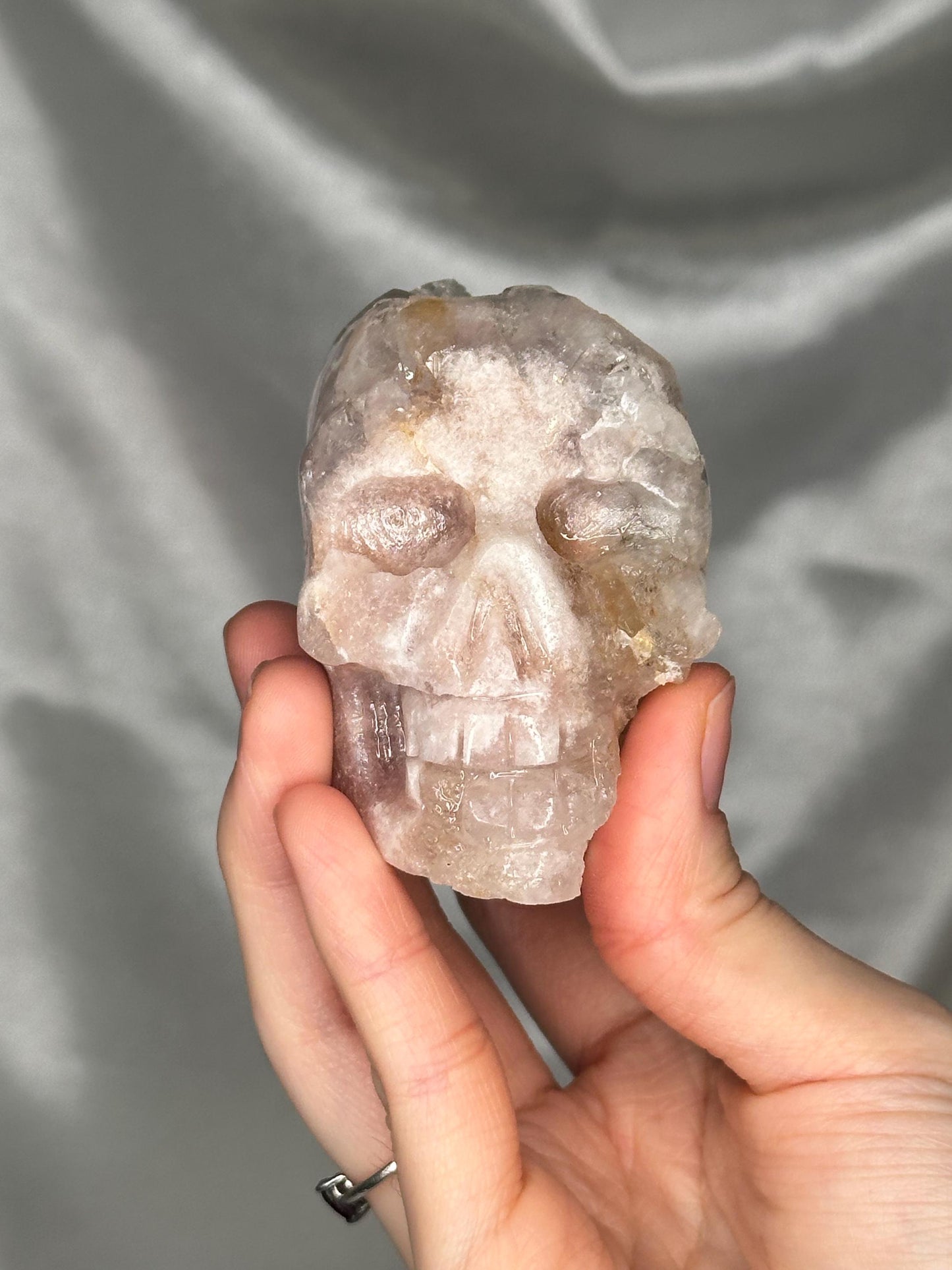 Pink Amethyst Skull Carving | Natural Pink Amethyst Crystal Sculpture | Polished Stone Skull Mineral Specimen for Collectors & Display