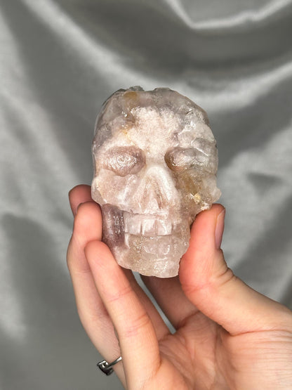 Pink Amethyst Skull Carving | Natural Pink Amethyst Crystal Sculpture | Polished Stone Skull Mineral Specimen for Collectors & Display