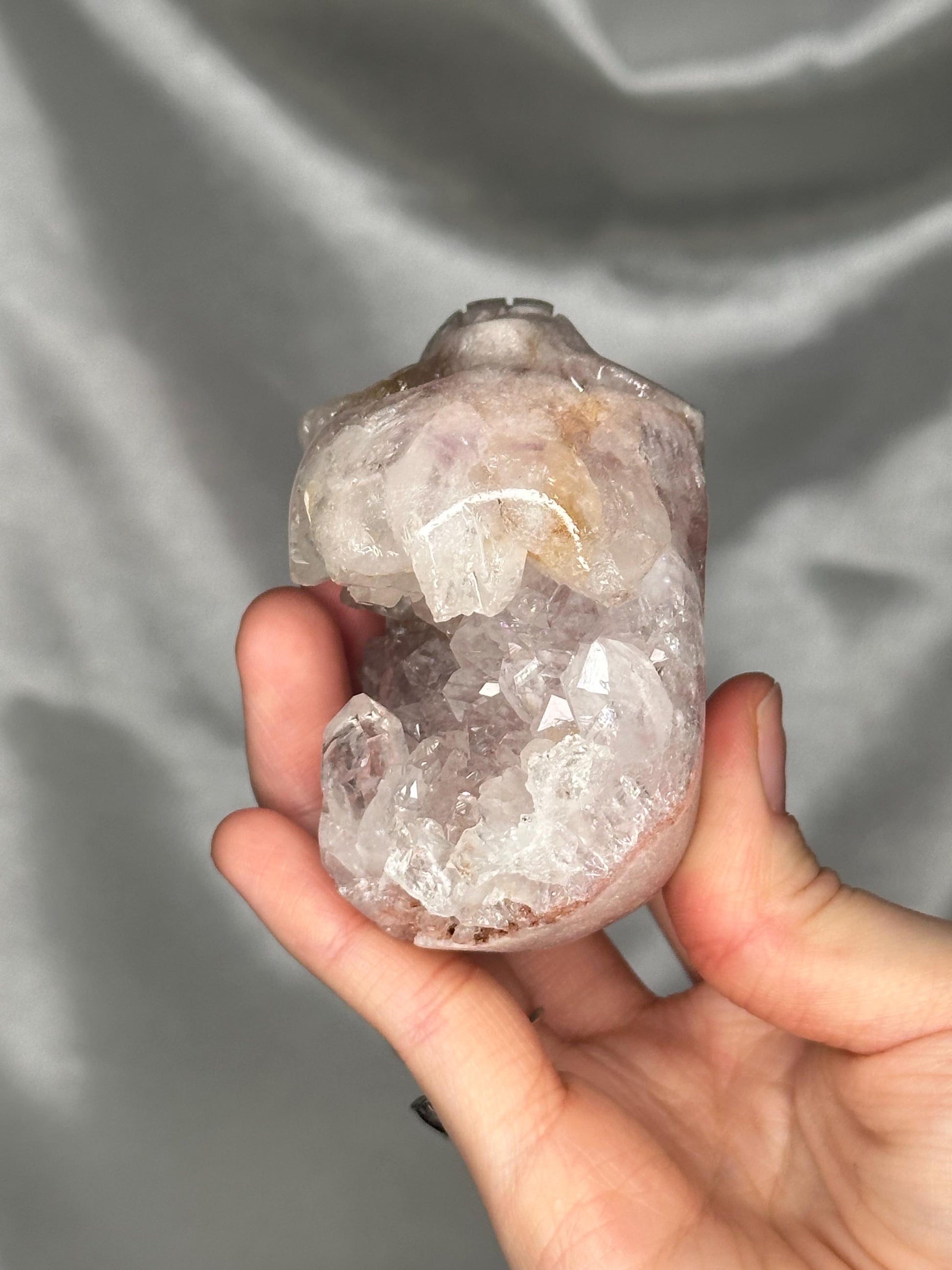 Pink Amethyst Skull Carving | Natural Pink Amethyst Crystal Sculpture | Polished Stone Skull Mineral Specimen for Collectors & Display