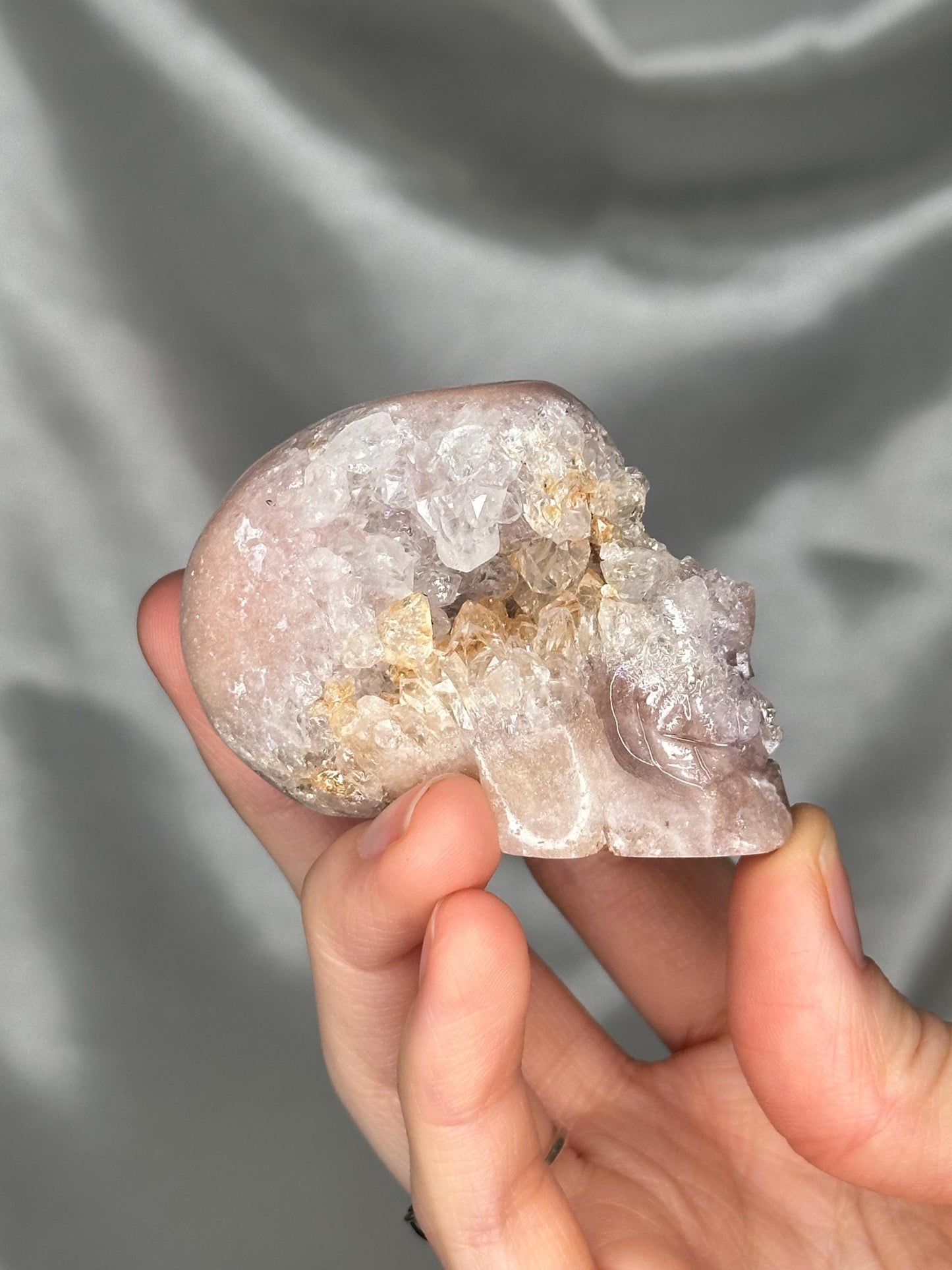 Pink Amethyst Skull Carving | Natural Pink Amethyst Crystal Sculpture | Polished Stone Skull Mineral Specimen for Collectors & Display