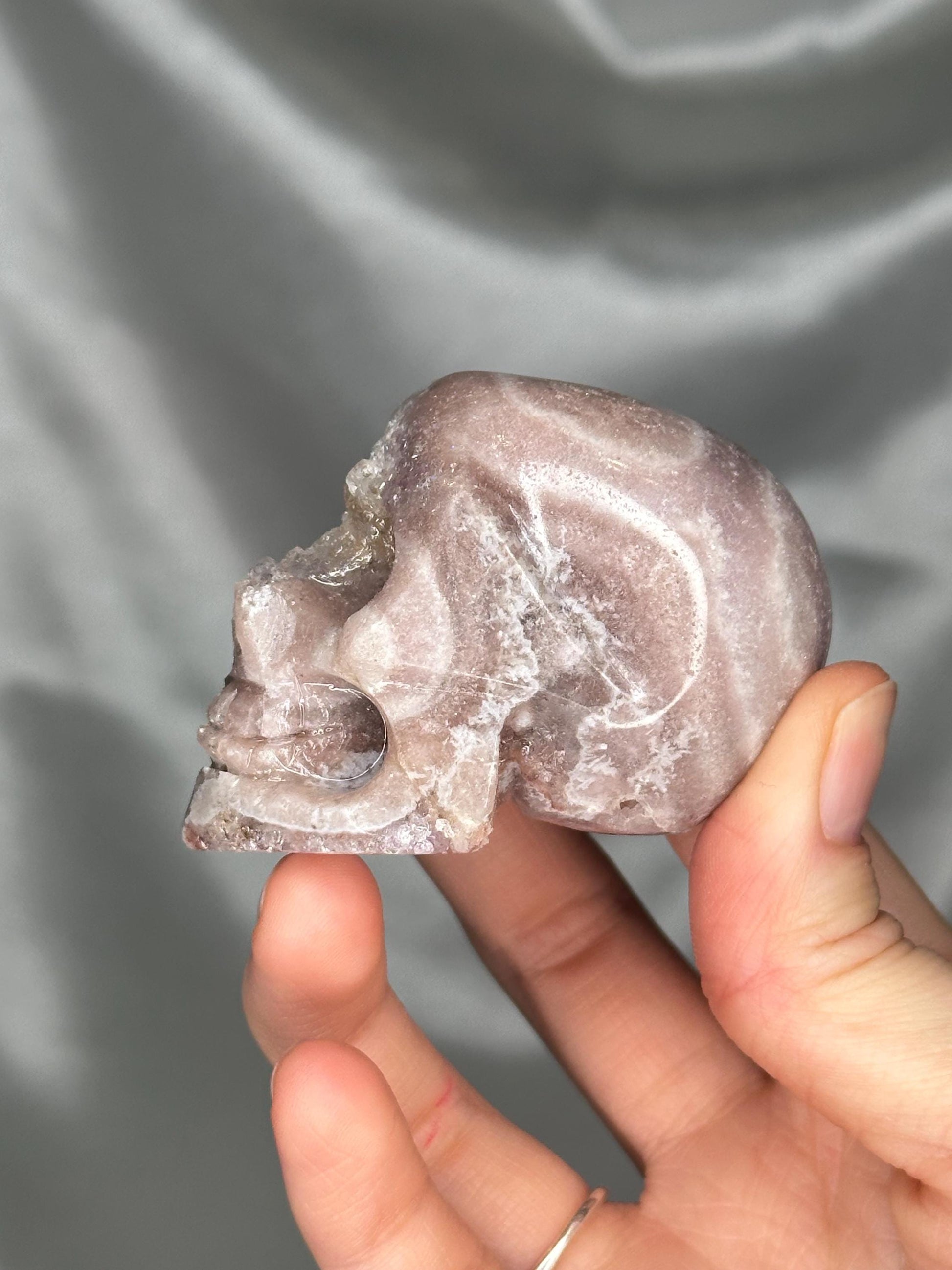 Pink Amethyst Skull Carving | Natural Pink Amethyst Crystal Sculpture | Polished Stone Skull Mineral Specimen for Collectors & Display