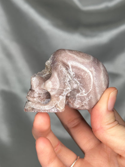 Pink Amethyst Skull Carving | Natural Pink Amethyst Crystal Sculpture | Polished Stone Skull Mineral Specimen for Collectors & Display