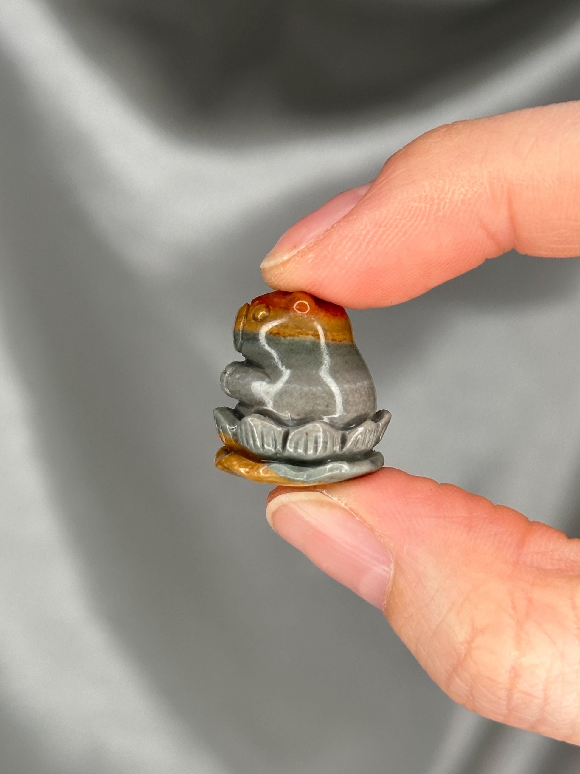 Mini Alashan Agate Capybara on Lotus Carving | Natural Agate Stone Animal Sculpture | Polished Mini Figurine for Collectors & Display