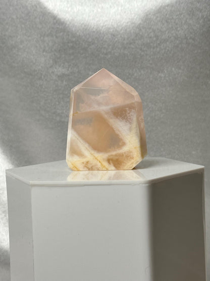 Snowflake Rose Quartz Towers - YOU PICK! | Natural Pink Quartz Crystal Points with White Inclusions | Polished Standing Mineral Specimens
