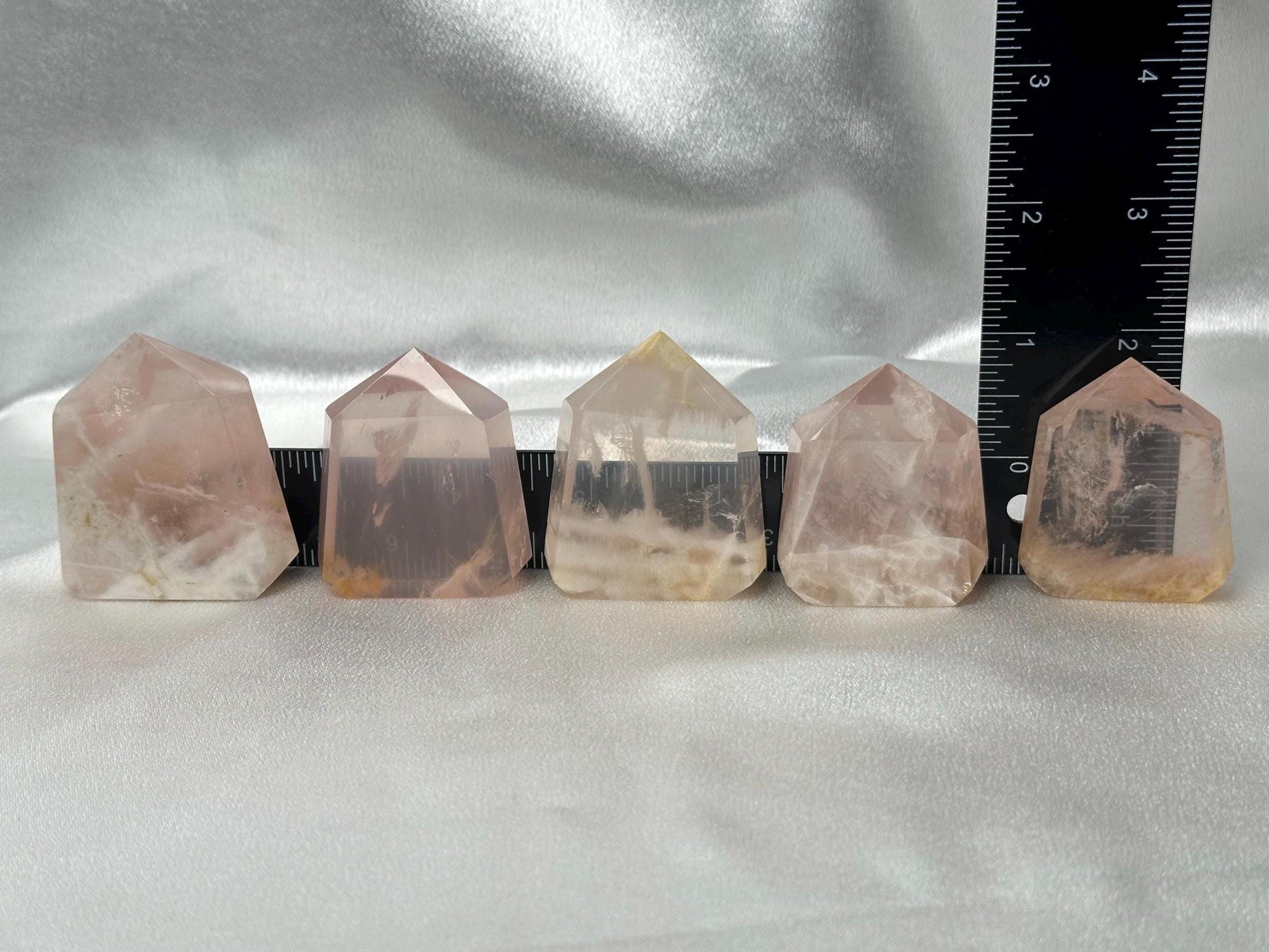 Snowflake Rose Quartz Towers - YOU PICK! | Natural Pink Quartz Crystal Points with White Inclusions | Polished Standing Mineral Specimens