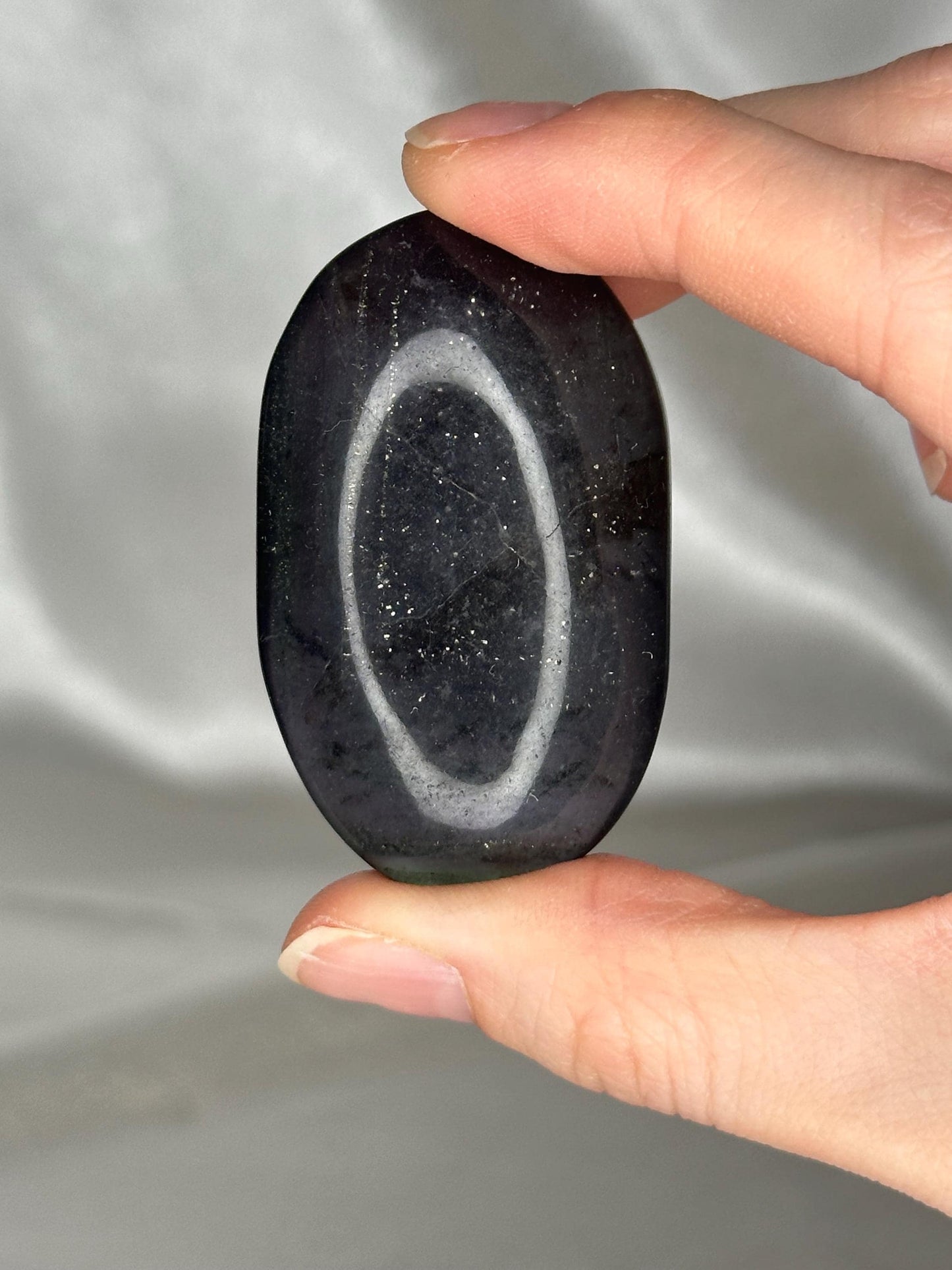 Fluorite with Pyrite Palmstone – Polished Crystal for Focus & Confidence, Natural Gemstone Combo, Energy Tool, Unique Decor Piece