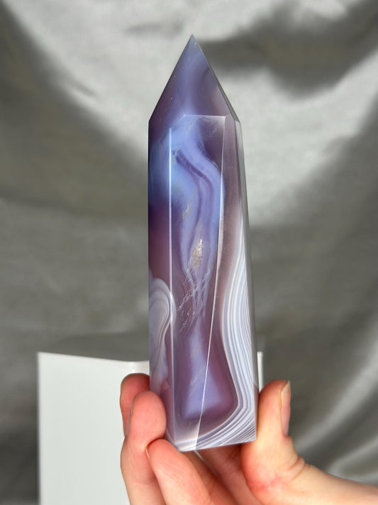 Dyed Jelly Agate Tower | Color Enhanced Agate Crystal Point | Polished Standing Agate Mineral Specimen for Display, Decor & Collectors