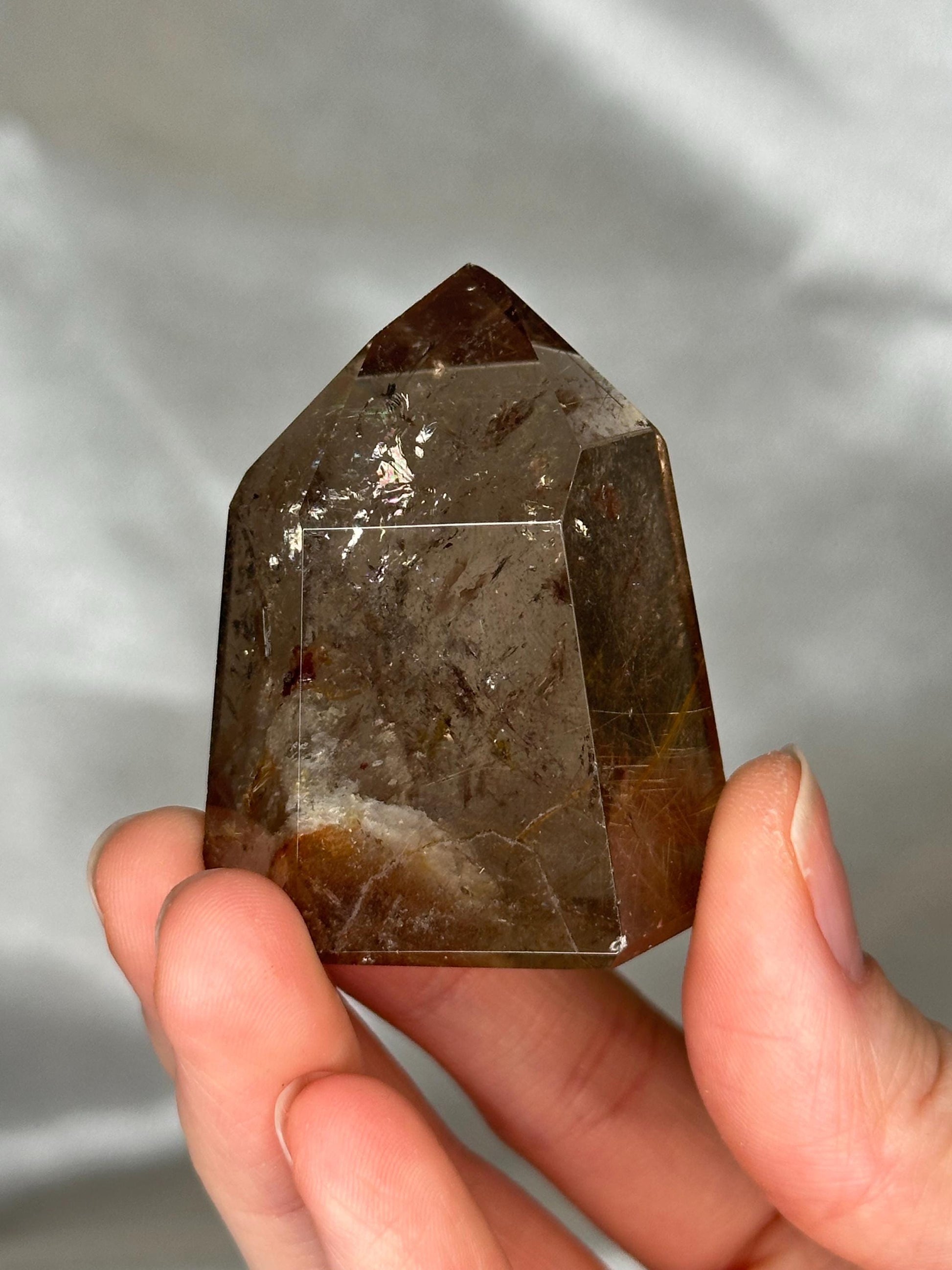 Rutile in Quartz Tower - YOU PICK | Natural Clear Quartz Crystal with Rutile Needle Inclusion | Polished Standing Mineral Collectors Display