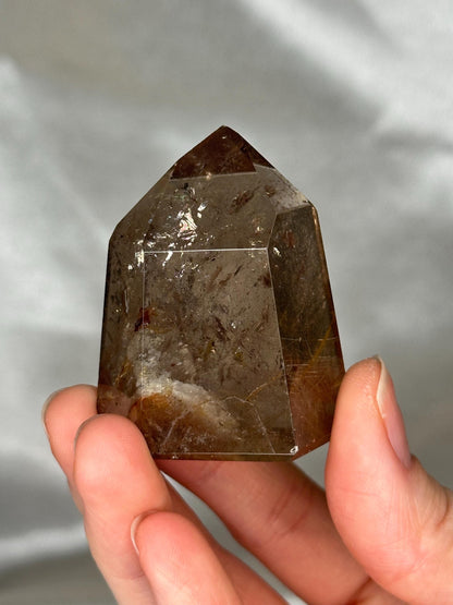 Rutile in Quartz Tower - YOU PICK | Natural Clear Quartz Crystal with Rutile Needle Inclusion | Polished Standing Mineral Collectors Display