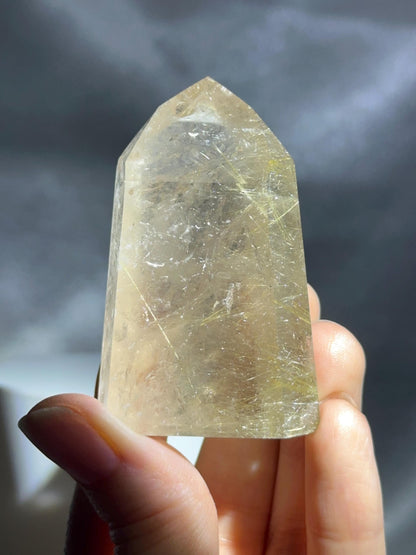 Rutile in Quartz Tower - YOU PICK | Natural Clear Quartz Crystal with Rutile Needle Inclusion | Polished Standing Mineral Collectors Display