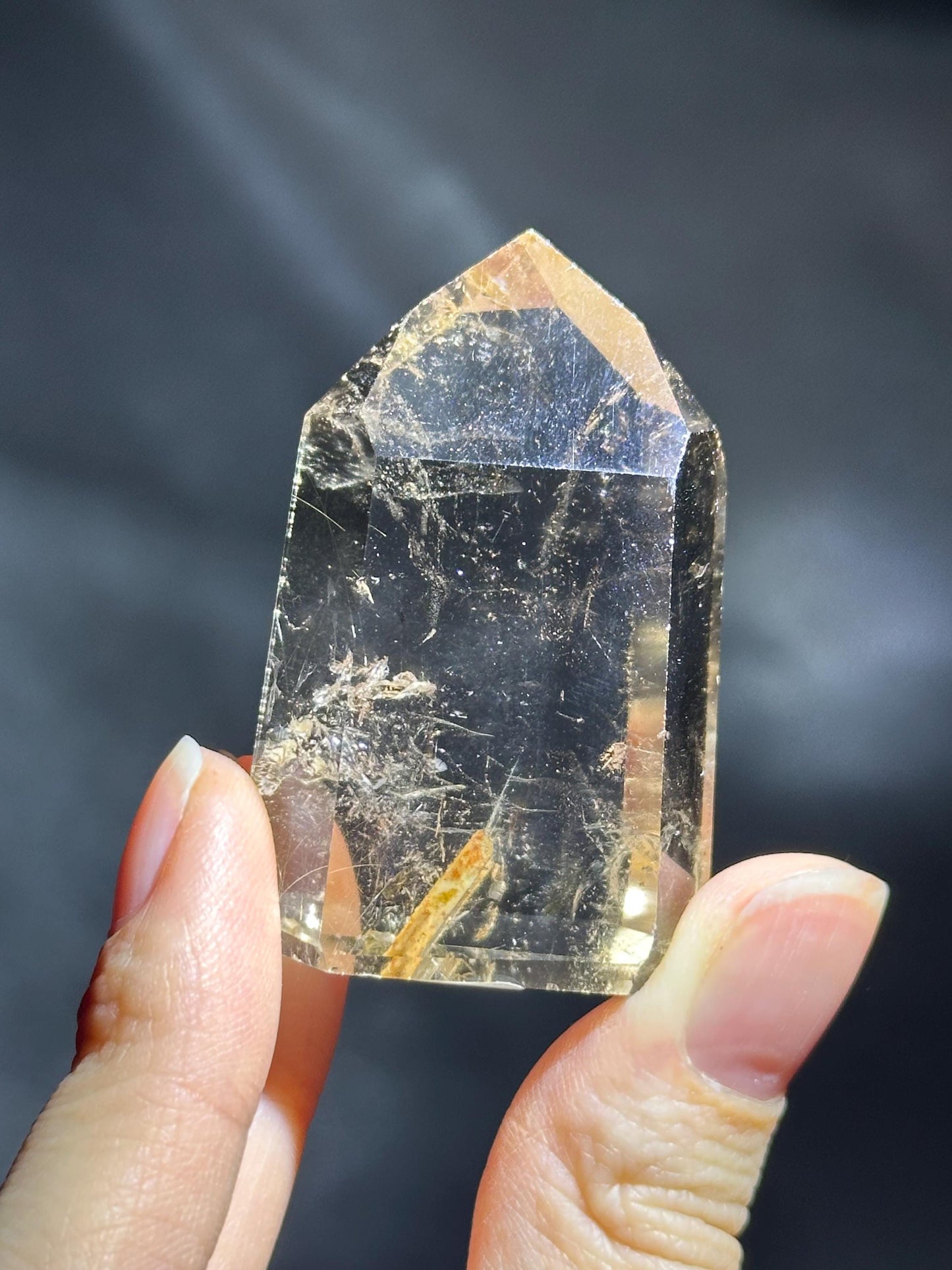 Rutile in Quartz Tower - YOU PICK | Natural Clear Quartz Crystal with Rutile Needle Inclusion | Polished Standing Mineral Collectors Display