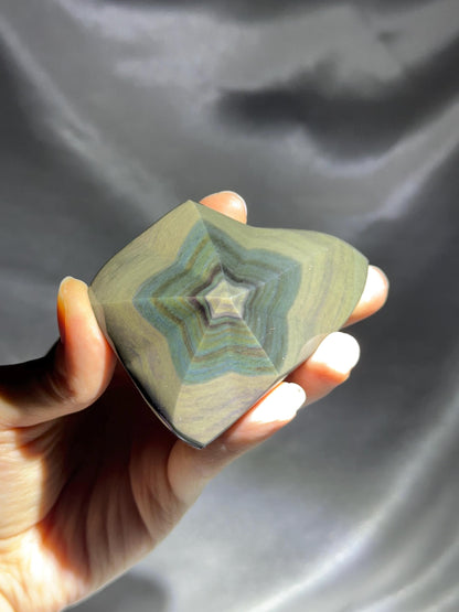 Rainbow Obsidian Star Freeform | Natural Black Obsidian Iridescent Sheen | Polished Volcanic Glass Mineral Specimen for Collectors & Display