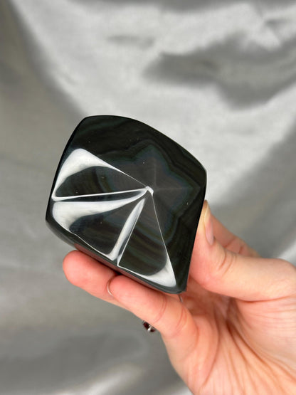 Rainbow Obsidian Star Freeform | Natural Black Obsidian Iridescent Sheen | Polished Volcanic Glass Mineral Specimen for Collectors & Display
