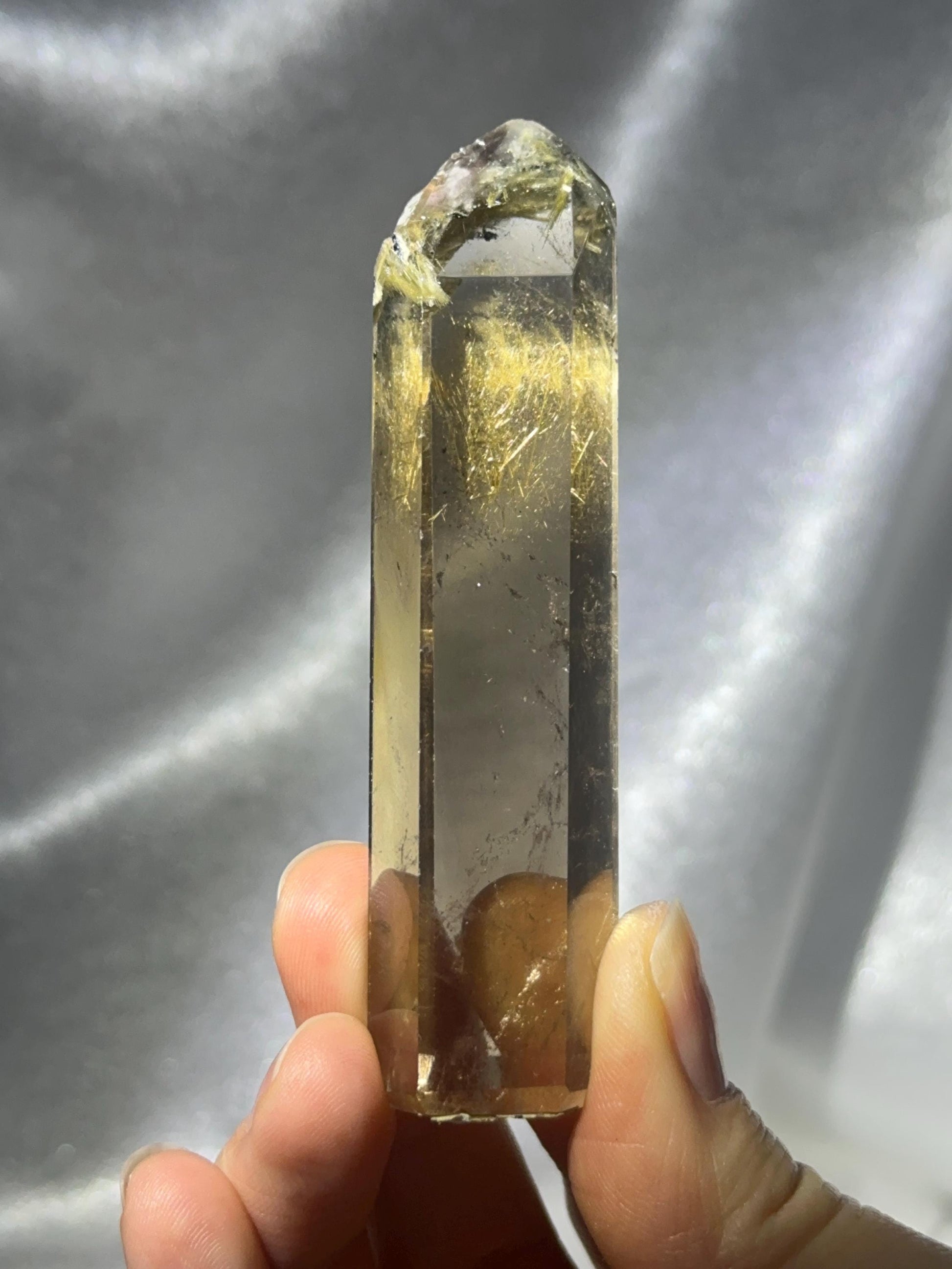 Smoky Citrine Tower with Rutile & Pink Lithium | Natural Quartz Crystal Point | Polished Standing Mineral Specimen for Collectors Display