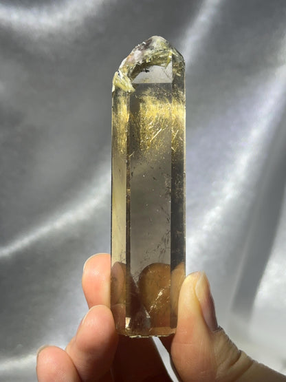 Smoky Citrine Tower with Rutile & Pink Lithium | Natural Quartz Crystal Point | Polished Standing Mineral Specimen for Collectors Display