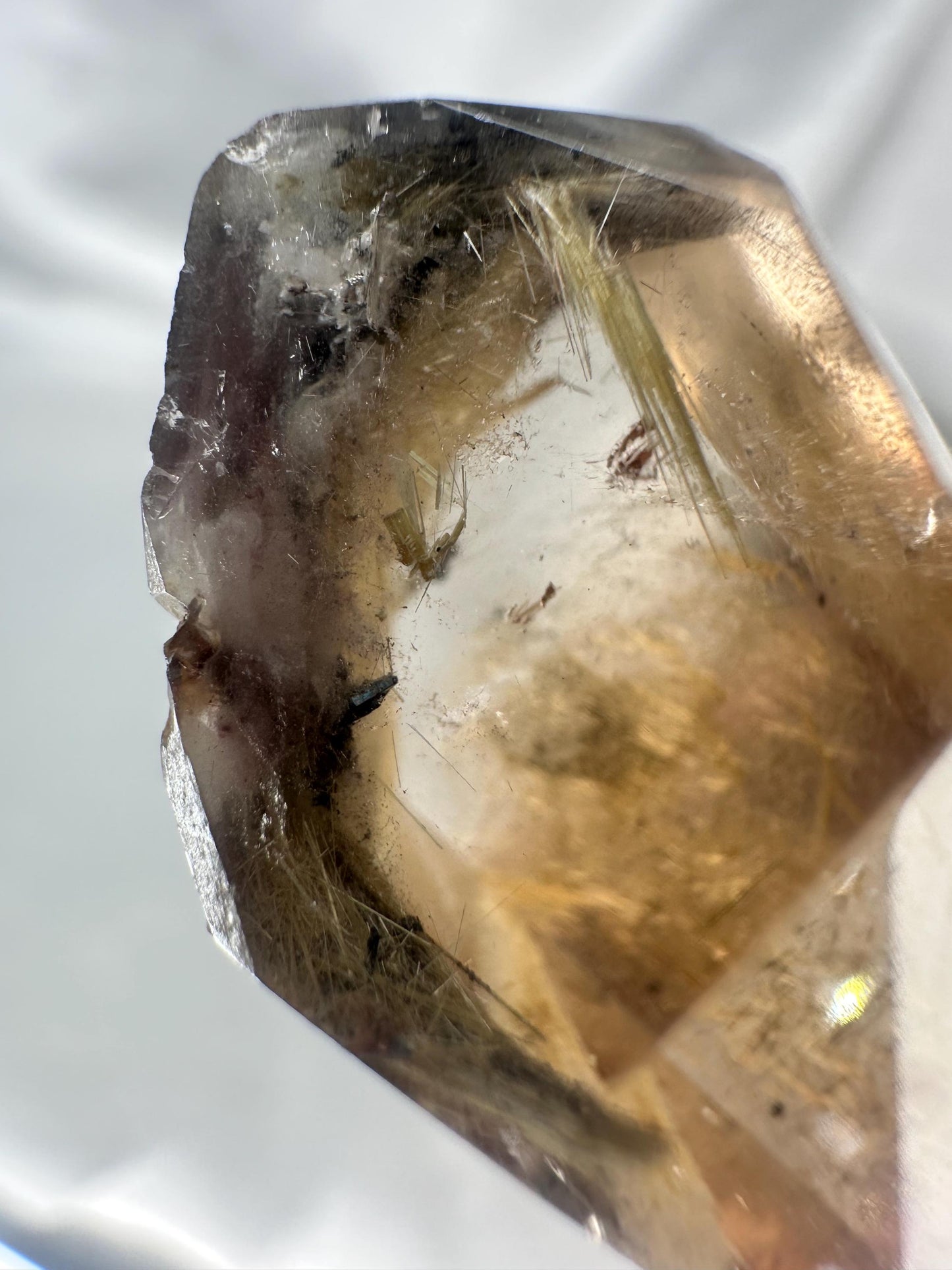 Smoky Citrine Tower with Rutile & Pink Lithium | Natural Quartz Crystal Point | Polished Standing Mineral Specimen for Collectors Display