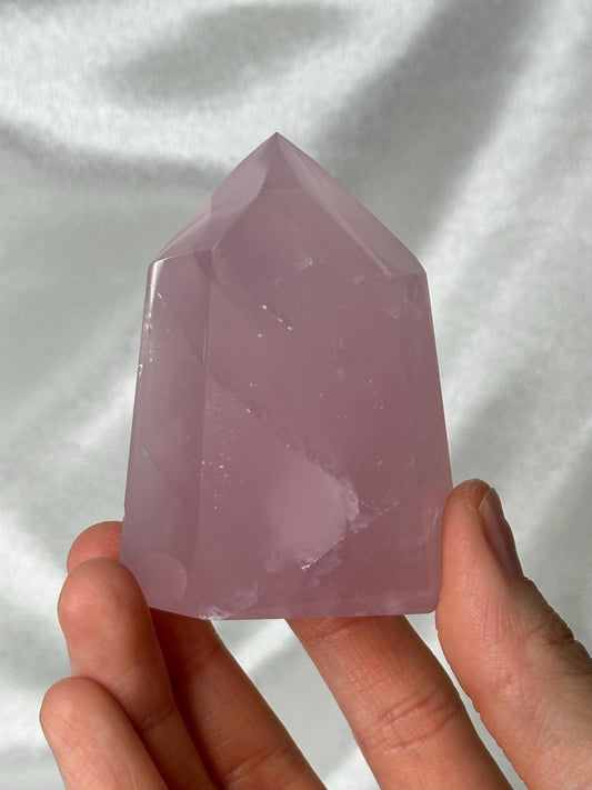 Rose Quartz Tower | Natural Pink Crystal Point | Polished Standing Rose Quartz for Decor, Energy Work & Crystal Collectors