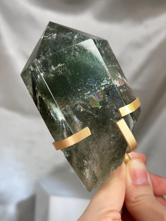 Garden Quartz Tower on Stand | Scenic Lodolite Crystal for Manifestation & Insight | Unique Gemstone Display or Altar Decor