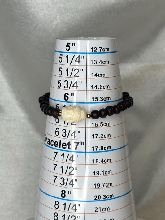 Buddha Bracelet with Buddha Focal Bead | Natural Wood Beads | 14k Gold Plated Spacer Beads | Handmade Beaded Bracelet Jewelry